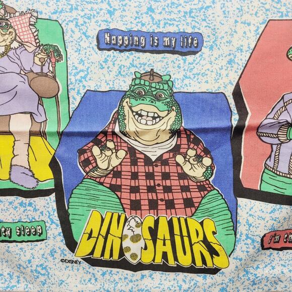 Disney Dinosaurs TV Show Vintage Pillow Case 18" x 29" Jim Henson - Picture 3 of 11